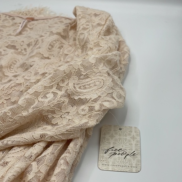 Free People Pearl Lace‎ Long Sleeve Mini Dress - Picture 6 of 8